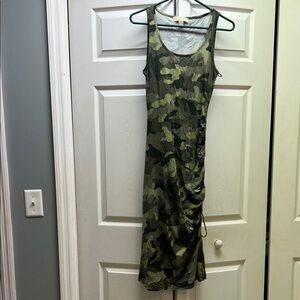 Michael Kors Green Camouflage Midi Dress